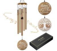 Carillon éolien de condoléances pour la Perte d'un être Cher, Carillon commémoratif pour père, mère, Amis, Cadeau de Souvenir de deuil avec carnet, Carillon à Vent en métal Ton Profond pour Jardin