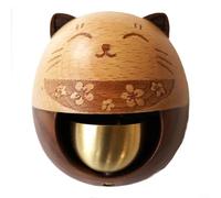 Carillon éolien de style japonais avec dopamine en bois chat porte-bonheur et cuivre, décoration d'entrée produisant des notifications sonores mélodiques douces (chat riche)