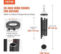 Carillon éolien d'extérieur 1473 mm en aluminium Carillon éolien commémoratif à son grave