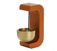 Carillon éolien en bois avec support magnétique - Cloche de notification pour surfaces métalliques - Carillon rustique à suspendre pour porte, jardin, restaurant, orange, noir, bleu, rouge, 7 x 45 x