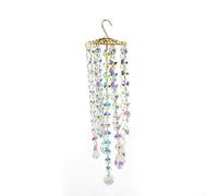 Carillon éolien en cristal coloré pour jardin, terrasse, pelouse, décoration à suspendre avec prismes bleus créant des arcs-en-ciel à la lumière du soleil, art extérieur fabriqué à la main (coloré)
