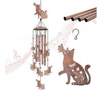 Carillon éolien en Forme de Chat pour Femme/Homme/Maman/Grand-mère/épouse/Amis, Cadeau d'anniversaire commémoratif en métal pour extérieur/intérieur, Maison, pelouse, Porche, terrasse, décoration de