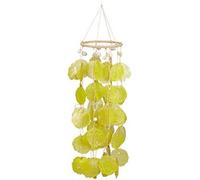 Carillon éolien mobile en coquillages jaunes - Objet Feng Shui de 70 cm de long au motif Capiz