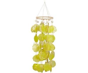 Carillon éolien mobile en coquillages jaunes - Objet Feng Shui de 70 cm de long au motif Capiz
