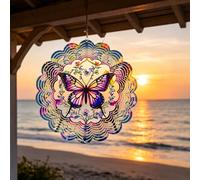 Carillon éolien Papillon de Jardin, Carillon éolien 3D coloré à Suspendre pour l'extérieur, girouette à 360° actionnée par Le Vent, Ornement Papillon pour Jardin, Balcon ou terrasse (30 cm)