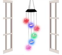 Carillon éolien solaire à LED changeant de couleur automatique
