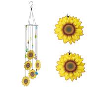 Carillon éolien tournesol de 61 cm, cadeau pour femme, petit carillon éolien pour l'extérieur, Noël, anniversaire, cadeau de remerciement pour maman, sœur, amie