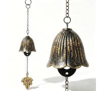 Carillon éolien vintage porte-bonheur pour décoration extérieure - Carillon à vent en fonte avec design rétro pour jardin, terrasse, balcon (cuivre)