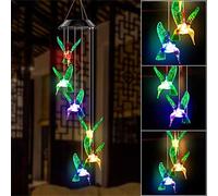 Carillon solaire LED coloré en cristal, colibri papillon, étanche, éclairage d'extérieur pour jardin