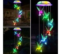Carillons Éoliens Solaire Colibri Carillon de Vent LED Multicolore Suspendu Lampe Étanche Solaire Lumières Carillon Extérieure Décoration de Jardin Terrasse Patio Noël Cadeau pour Maman