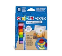 CARIOCA Acrylic Paint Markers Set - 10 Assorted Colors, Permanent Paint Pens for Multiple Surfaces, Water-Based Acrylic Ink, Ideal for DIY, Craft Projects, Rock, Glass, Plastic, Wood, Made in Italy