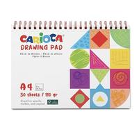CARIOCA Bloc de papier à dessin A4 | Idéal pour une utilisation avec des crayons et des marqueurs | Feuilles avec bords prédécoupés pour faciliter le déchirement | 50 feuilles de 110 g