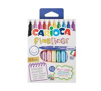 Carioca Fineliner Boîte de 10 Fineliners Couleurs Assorties Pointe précise 0,5 mm Made in Italy Couleurs Brillantes 10 unités