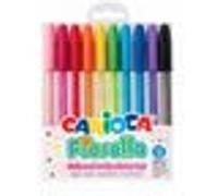Carioca Fiorella Lot de 10 Stylos - Pointe Bille - Corps Transparent Fluo - Pointe Ø 1mm - Ecriture Lumineuse et Colorée - Couleurs Diverses