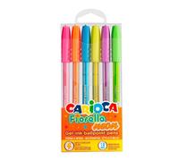 CARIOCA Lot de 6 stylos gel métallisés Fiorella couleurs métalliques pour l'école, l'université et le bureau Pointe de 0,1 mm