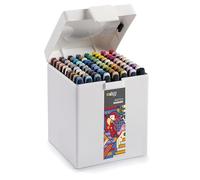 CARIOCA Marqueurs à croquis Colori Plus - Double pointe burin et pinceau, encre à base d’alcool à odeur légère, séchage rapide et tracé fluide, idéal pour artistes (boîte de 80 marqueurs à alcool)