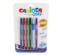 Stylos à Bille Rechargeables Effaçables - CARIOCA - Oops - Lot de 6 - Poignée Ergonomique - Multicolore