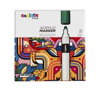 CARIOCA Marqueurs acryliques Large Acrylic Colors Plus - Pour écrire sur toutes surfaces, encre acrylique, trait 2 mm, ne sèche pas à l’air et résiste à la lumière (boîte rigide de 8 pièces)