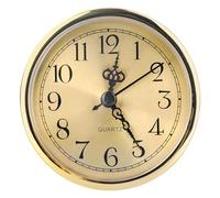 Carkio Mini horloge ronde à quartz avec chiffres arabes et cadran doré et lunette dorée, cadran doré, cadran doré, cadran doré, cadran de 78 mm de diamètre (or), mecanisme quartz