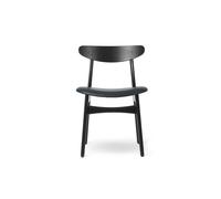 Carl Hansen & Søn Chaise CH30P - verni noir - cuir noir/Thor 301
