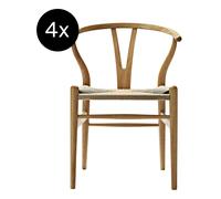 Carl Hansen & Søn Set de 4 chaises CH24 Y Wishbone - Chêne huilé - Tressage naturel