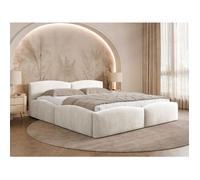 Carla - lit coffre - 140x200 cm - velours texturé - sommier inclus - Beige