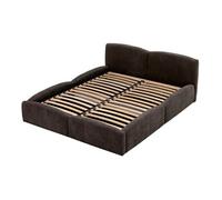 Carla - lit coffre - 140x200 cm - velours texturé - sommier inclus - Marron