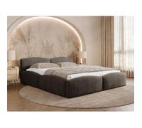 Carla - lit coffre - 160x200 cm - en velours texturé - sommier inclus - Marron