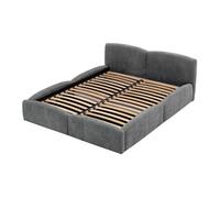 Carla - lit coffre - 180x200 cm - en velours texturé - sommier inclus - Gris Anthracite