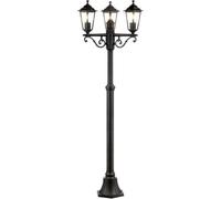 BRILLIANT Candélabre noir classique CARLEEN | lampe d'extérieur à trois bras | hauteur 2 mètres | avec ampoule adaptée gradable | 3x E27 douille max. 60 Watt | métal/verre