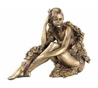 Carlo Milano Statuette décorative en résine aspect bronze - Femme assise avec feuilles