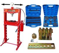 Carmax Presse d'atelier 30T avec 2 pompes + embout de pression 18-150mm + ensemble de pointes de pression 8 pièces.