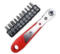 CARMOTTER Jeu de mini tournevis à cliquet 0,6 cm avec 10 embouts - Clé hexagonale réversible pour réparation électronique et vélo - Kit d'outils à main compact 110 mm