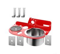 CARMOTTER Lot de 7 accessoires d'échelle en aluminium avec seau profond - Étagère de rangement multi-trous pour pelles, râteaux - Support mural sécurisé rouge 20 cm
