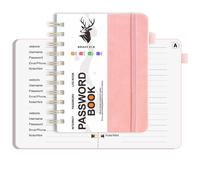 Carnet à spirale B6 avec mots passe, pages pour répertoire d'adresses et rose