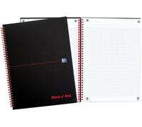 Carnet à spirales Office Black 'n Red A4 quadrillé 5 mm 70 feuilles 90 g/qm Paquet de 5