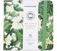 Carnet Aquarelle 12x12cm - Papier 100% Coton 300g Grain Fin - Sketchbook 24 Feuilles pour Artistes & Débutants - Fleurs Vertes