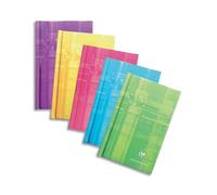 Carnet brochure rembordée rigide 7,5x12cm 128 pages petits carreaux - Assortis