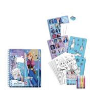 Carnet de Coloriages La Reine des Neiges - Inclut Pochoirs, Autocollants, des Crayons et des Feutres de Couleur - Kit d'Activités et de Fournitures Scolaires - Produit Original Conçu en Espagne