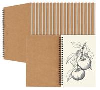 Carnet de croquis 20 pièces - A5 - 30 feuilles/60 pages - Relié par spirale - Papier kraft