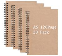 Carnet de croquis 20 x 12 cm - 60 feuilles/120 pages - A5 - Couverture souple - Reliure spirale - Blanc