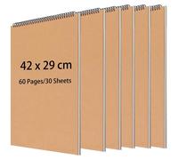 Carnet de croquis A3, 60 pages, reliure spirale. Bloc de dessin pour artistes, idéal pour les paysages. Couleur : marron. Convient pour les crayons et les feutres