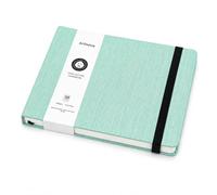 Carnet de croquis A5 vert 100 % coton 300 g/m², paysage horizontal - Bloc aquarelle et encre, 30 feuilles (60 pages), papier pressé à chaud - Sketchbook de voyage avec poche intérieure
