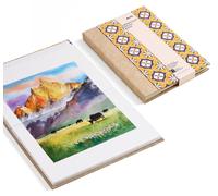 Carnet de croquis aquarellé, format 21 x 15 cm, grammage 300 g/m², 100% coton, grain fin, 24 feuilles, couverture rigide, carnet de voyage