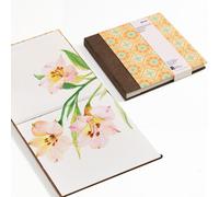 Carnet de croquis aquarellé, format carré 18 x 18 cm, grammage 300 g/m², 100% coton, papier non couché, 24 feuilles, couverture rigide