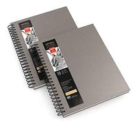 Carnet de croquis Arteza, 22,8x30,5 cm, 2 pack, blocs de dessin gris, 200 feuilles au total, 100g/m², à couverture rigide, reliure spirale, pour crayons, fusain, stylos et autres médias secs