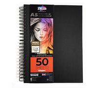 Carnet de croquis de supports mixtes à spirale - 150 g / m², 50 feuilles - de Zieler. À utiliser avec les crayons, le fusain, le graphite, les pastels et l'aquarelle légère. Feuilles perforées (A5)