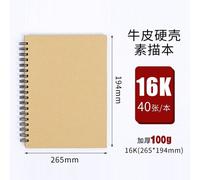Carnet De Croquis En Spirale A4/16k, Couverture En Papier Kraft Vierge, Fournitures Scolaires, Bloc-Notes De Dessin Au Crayon