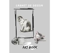 Carnet de dessin : chat: Cahier de croquis sur papier crème - beaux arts - cahier grand format pour dessin, peinture, aquarelle - 122 pages - idée cadeaux - (Français) broché.