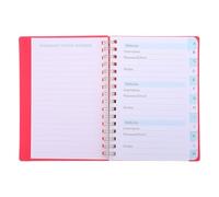 Carnet de Mots de Passe Rouge A6 avec Index Alphabétique à Spirale | PP et Papier, Écriture Fluide et Pages Tournantes, Format Compact pour Travail et Présent